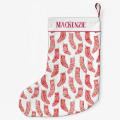 Nordic Red & White Individuelle Name Weihnachten S Kleiner Weihnachtsstrumpf (Rückseite)