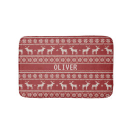 Nordic Reindeer Christmas Personalized Badematte
