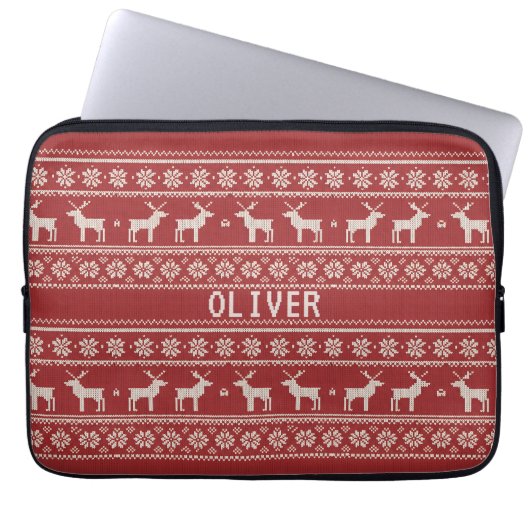 Nordic Reindeer Christmas Personalized Laptopschutzhülle (Vorderseite)