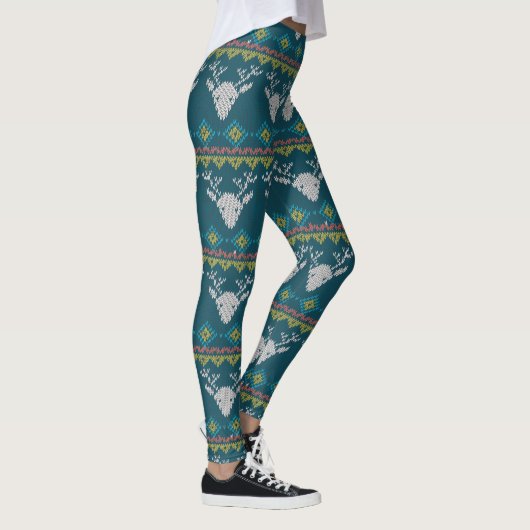 Nordic Reindeer Christmas Sweater Blue Leggings (Rechts)