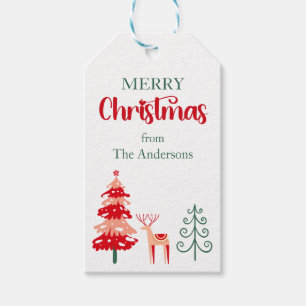 Nordic Reindeer Festive Trees Frohe Weihnachten Geschenkanhänger