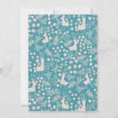 Nordic Reindeer Floral | Blush on Teal Christmas Einladung (Rückseite)