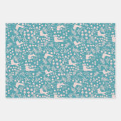 Nordic Reindeer Floral | Blush on Teal Christmas P Geschenkpapier Set (Vorderseite 2)