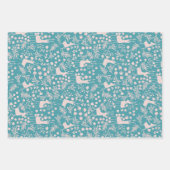 Nordic Reindeer Floral | Blush on Teal Christmas P Geschenkpapier Set (Vorderseite)