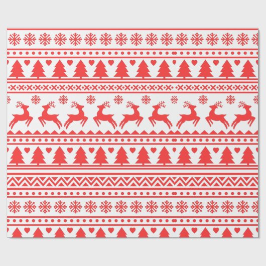Nordic Reindeer Holiday Folkloregie Pullman Geschenkpapier (Flach)