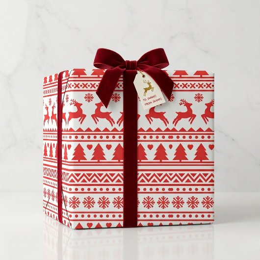 Nordic Reindeer Holiday Folkloregie Pullman Geschenkpapier