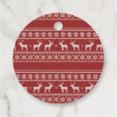 Nordic Reindeer Knit Pattern Personalized Geschenkanhänger (Rückseite)