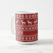 Nordic Reindeer Knit Pattern Personalized Kaffeetasse (Vorderseite Links)