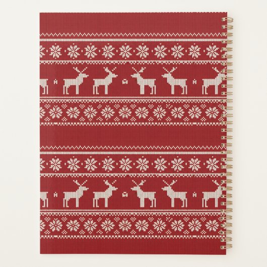 Nordic Reindeer Knit Pattern Personalized Planer (Rückseite)