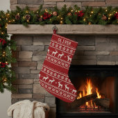 Nordic Reindeer Sweater Pattern personalized Name Kleiner Weihnachtsstrumpf