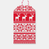 Nordic Reindeer Ugly Christmas Sweater Party Geschenkanhänger (Rückseite)