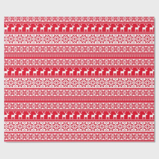 Nordic Reindeer Ugly Christmas Sweater Party Geschenkpapier (Flach)