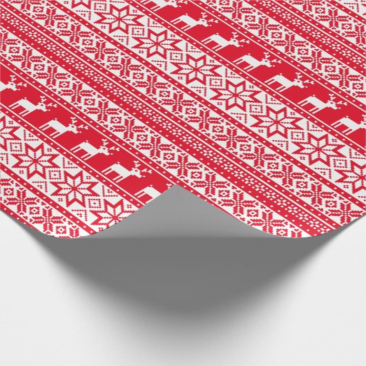 Nordic Reindeer Ugly Christmas Sweater Party Geschenkpapier (Ecke)