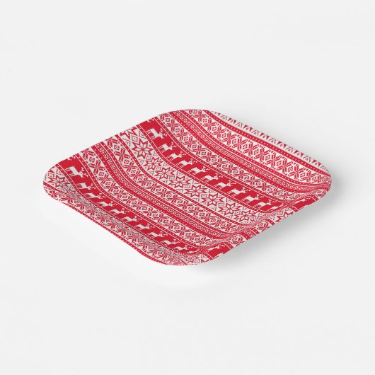 Nordic Reindeer Ugly Christmas Sweater Party Pappteller (Gewinkelt)