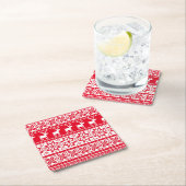 Nordic Reindeer Ugly Christmas Sweater Party Rechteckiger Pappuntersetzer (Vor Ort)