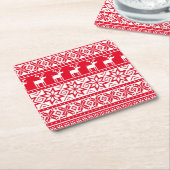 Nordic Reindeer Ugly Christmas Sweater Party Rechteckiger Pappuntersetzer (angewinkelt)