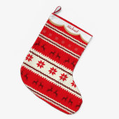Nordic Rentier Muster Personalisiert Großer Weihnachtsstrumpf (Vorderansicht (hängend))