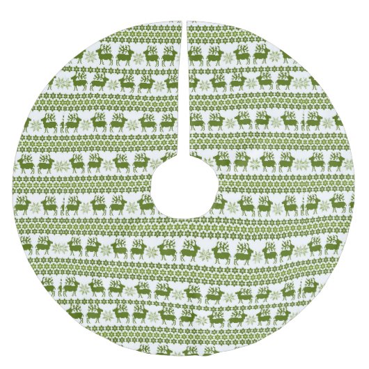 Nordic Rentier & Snowflakes Polyester Weihnachtsbaumdecke (Vorderseite)