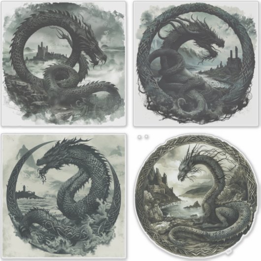 Nordic Samhain Sticker Set - Dragon Design (Vorderseite)