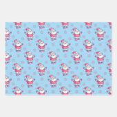 Nordic Santa and Animals Muster auf blau Geschenkpapier Set (Vorderseite 2)
