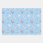 Nordic Santa and Animals Muster auf blau Geschenkpapier Set (Vorderseite)
