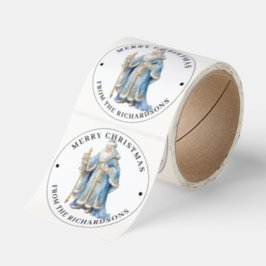 Nordic Santa, German St Nick Blue Merry Christmas  Runder Aufkleber