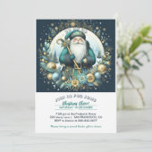 Nordic Santa Ho Ho Ho Snowy Christmas Cheer Party Einladung (Stehend Vorderseite)