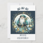 Nordic Santa Ho Ho Ho Snowy Christmas Cheer Party Einladung (Rückseite)