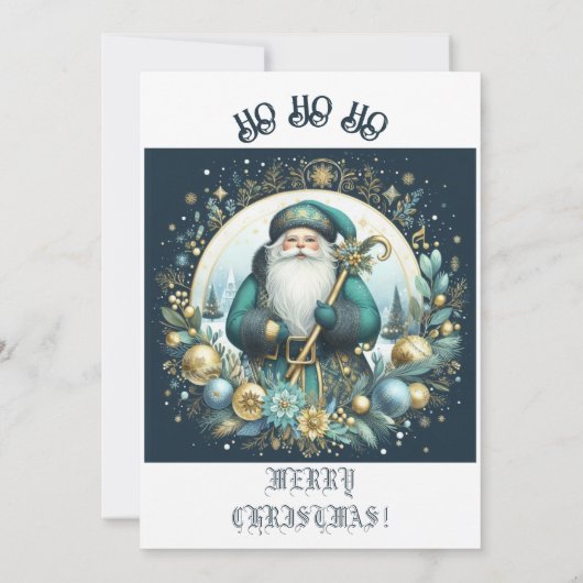 Nordic Santa Ho Ho Ho Snowy Christmas Cheer Party Einladung (Rückseite)