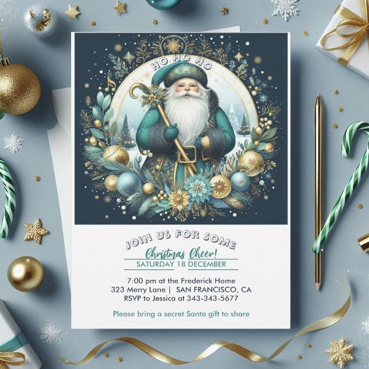 Nordic Santa Ho Ho Ho Snowy Christmas Cheer Party Einladung