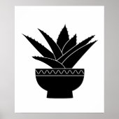 Nordic Schwarz-weiß Minimalistisch Agave Cactus Pf Poster (Vorne)