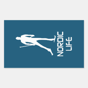 Nordic Ski Life Rechteckiger Aufkleber