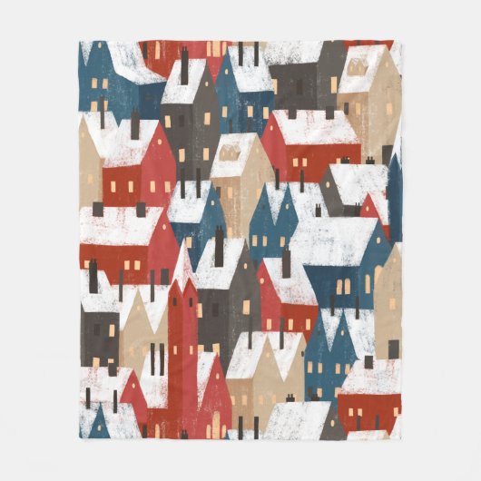 Nordic Snow Winter Tower Muster Fleecedecke (Vorderseite)