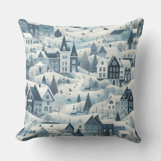 Nordic Snow Winter Town Soft Pattern Kissen Kissen