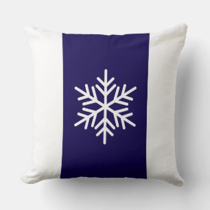 Nordic Snowflake Navy White Holiday Strips Kissen