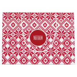 Nordic Snowflake Pattern Individuelle Name Weihnac Große Geschenktüte