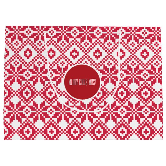 Nordic Snowflake Pattern Individuelle Name Weihnac Große Geschenktüte (Rückseite)