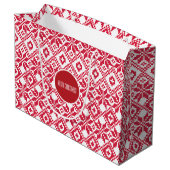 Nordic Snowflake Pattern Individuelle Name Weihnac Große Geschenktüte (Rückseite Schrägansicht)