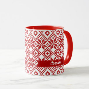 Nordic Snowflake Pattern Individuelle Name Weihnac Tasse