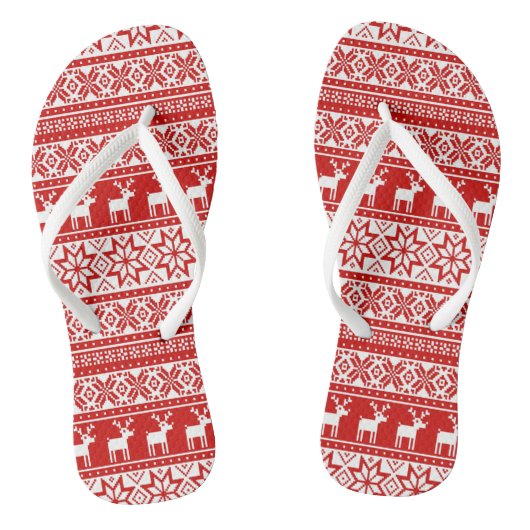 Nordic Snowflake Rentier Ugly Christmas Sweater Badesandalen (Fußbett)