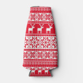 Nordic Snowflake Rentier Ugly Christmas Sweater Flaschenkühler (Vorderseite)