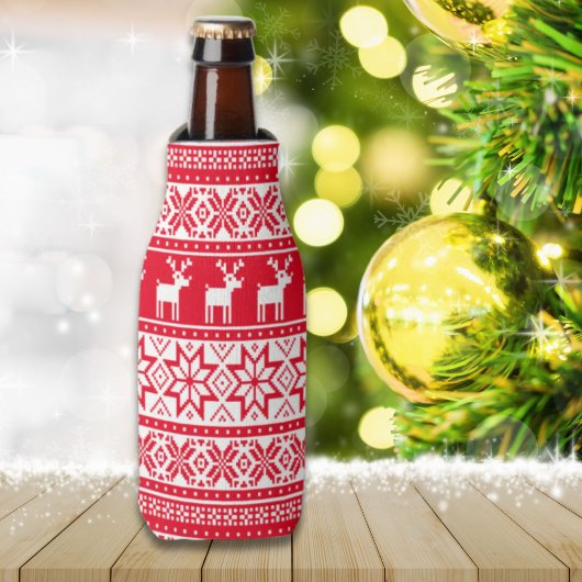 Nordic Snowflake Rentier Ugly Christmas Sweater Flaschenkühler