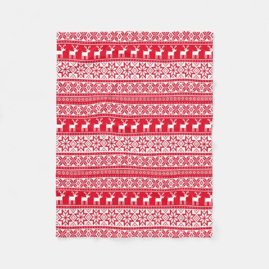 Nordic Snowflake Rentier Ugly Christmas Sweater Fleecedecke (Vorderseite)
