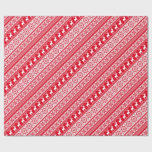 Nordic Snowflake Rentier Ugly Christmas Sweater Geschenkpapier (Flach)