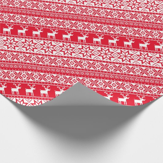 Nordic Snowflake Rentier Ugly Christmas Sweater Geschenkpapier (Ecke)