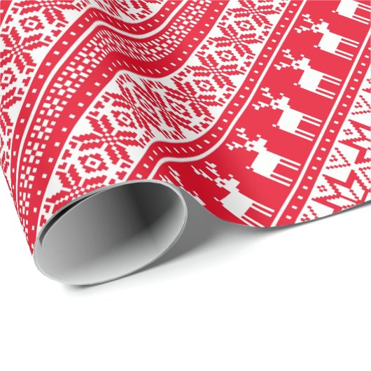 Nordic Snowflake Rentier Ugly Christmas Sweater Geschenkpapier (Rolleneckpunkt)