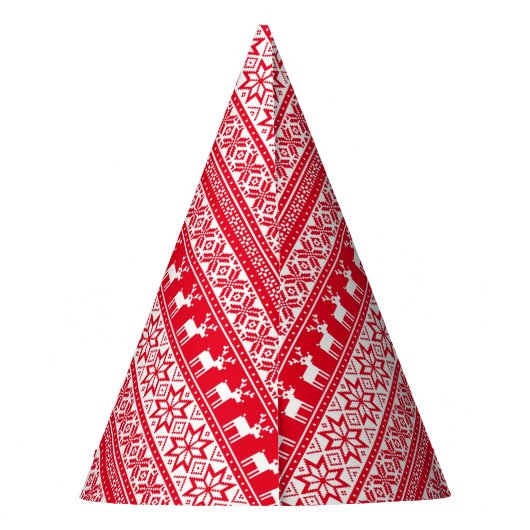 Nordic Snowflake Rentier Ugly Christmas Sweater Partyhütchen (Rückseite)