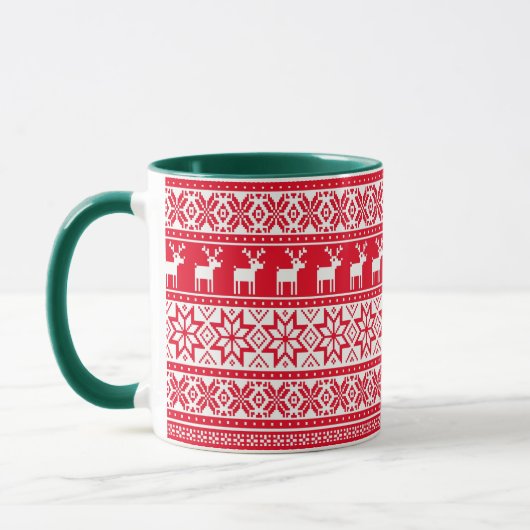 Nordic Snowflake Rentier Ugly Christmas Sweater Tasse (Links)