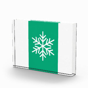 Nordic Snowflake Vertikalgrün Blaue Streifen Fotoblock
