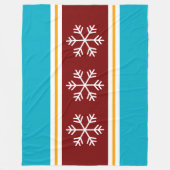 Nordic Snowflakes Bold Red White Azure Stripes Fleecedecke (Vorderseite)